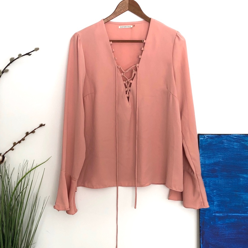 Mustard Seed Blush Rose Pink Blouse